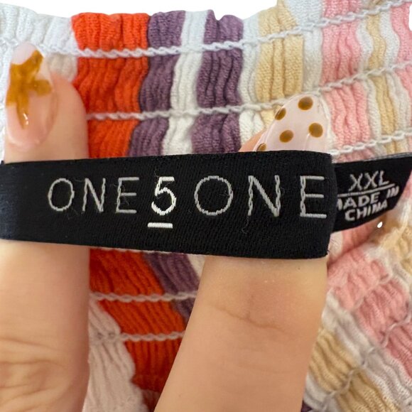 One 5 One Striped Smocked Wide Leg Pants Boho Festival Rayon XXL Beach - Picture 3 of 10